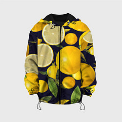 Куртка с капюшоном детская Лимонные дольки, цвет: 3D-черный