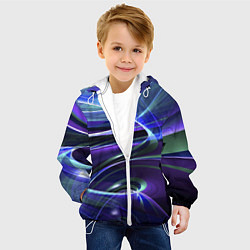 Куртка с капюшоном детская Абстрактные цветные полосы, цвет: 3D-белый — фото 2