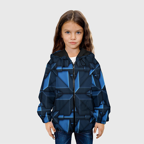 Детская куртка Синяя объёмная броня киборга / 3D-Черный – фото 3