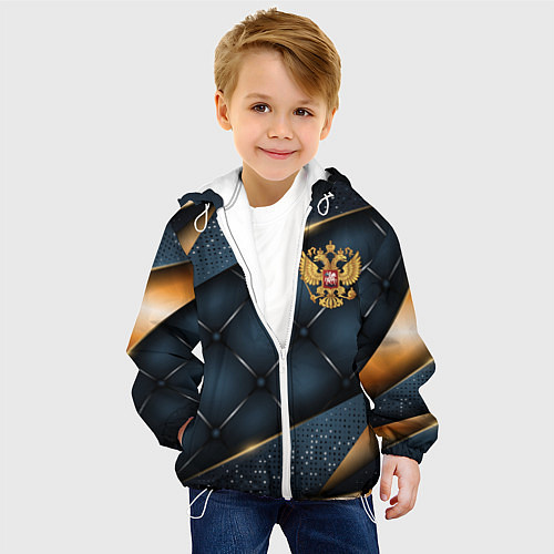 Детская куртка Золотой герб России на объемном фоне / 3D-Белый – фото 4