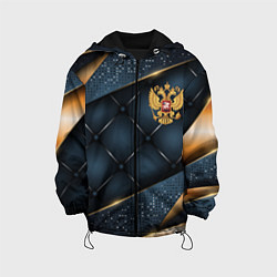 Куртка с капюшоном детская Золотой герб России на объемном фоне, цвет: 3D-черный