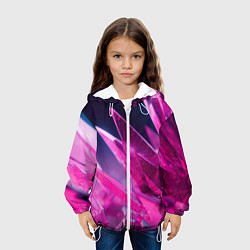 Куртка с капюшоном детская Розовые кристаллы, цвет: 3D-белый — фото 2