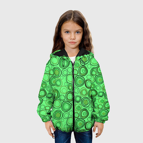 Детская куртка Ярко-зеленый неоновый абстрактный узор / 3D-Черный – фото 3
