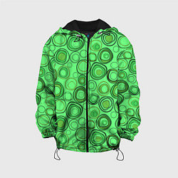 Куртка с капюшоном детская Ярко-зеленый неоновый абстрактный узор, цвет: 3D-черный