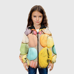 Куртка с капюшоном детская Разноцветные пирожные Макарон, цвет: 3D-черный — фото 2