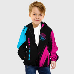 Куртка с капюшоном детская Manchester City - neon gradient: надпись, символ, цвет: 3D-черный — фото 2