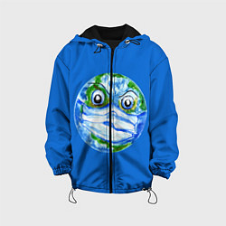 Куртка с капюшоном детская Злая планета Земля в маске, цвет: 3D-черный