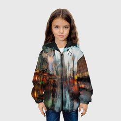 Куртка с капюшоном детская В Питере дождь, цвет: 3D-черный — фото 2