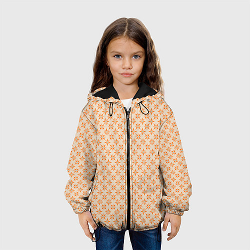 Детская куртка Оранжевые геометрические цветы / 3D-Черный – фото 3