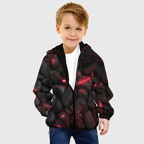 Детская куртка Камни с разломами неон / 3D-Черный – фото 4