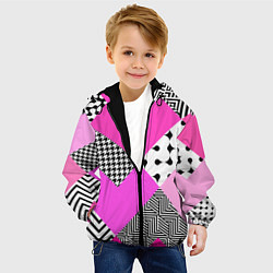 Куртка с капюшоном детская Розовые стрелки и паттерн, цвет: 3D-черный — фото 2