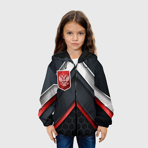 Детская куртка Герб России на объемном фоне / 3D-Черный – фото 3