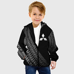 Куртка с капюшоном детская Mitsubishi tire tracks, цвет: 3D-черный — фото 2
