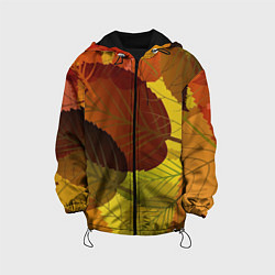 Куртка с капюшоном детская Осенние крупные листья, цвет: 3D-черный