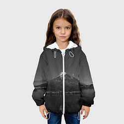 Куртка с капюшоном детская Тёмные горы и озеро, цвет: 3D-белый — фото 2