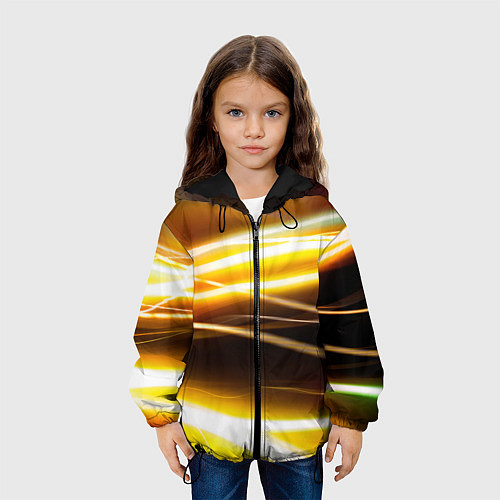 Детская куртка Желтые неоновые полосы / 3D-Черный – фото 3