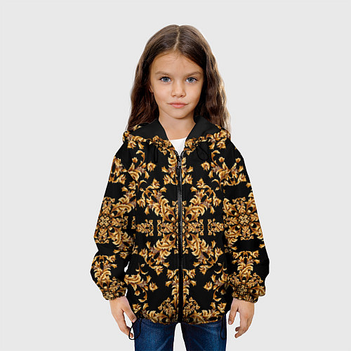 Детская куртка Золотая гжель узор цветы / 3D-Черный – фото 3