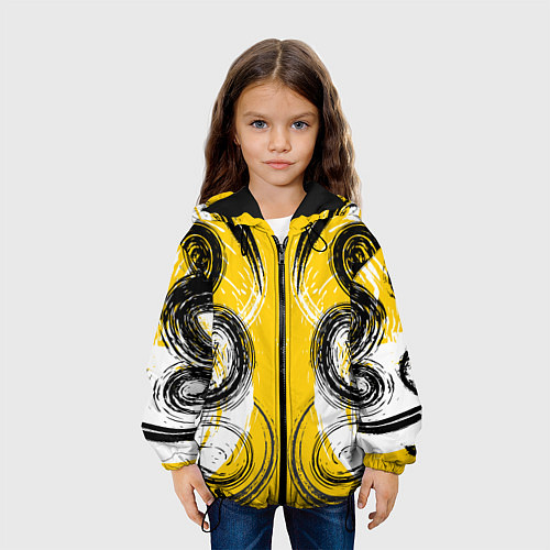 Детская куртка Абстрактный развод краской по холсту / 3D-Черный – фото 3