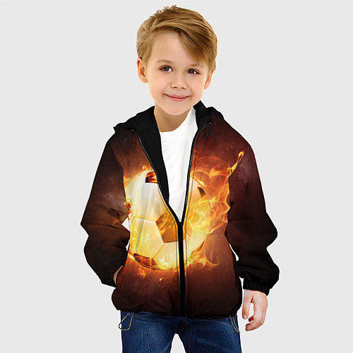 Детская куртка Футбольный мяч огонь / 3D-Черный – фото 4