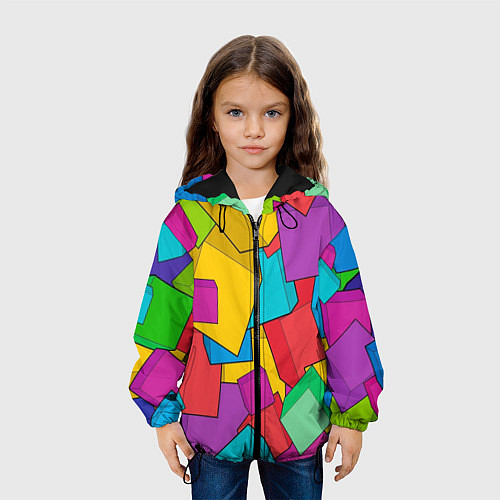 Детская куртка Фон из разноцветных кубиков / 3D-Черный – фото 3