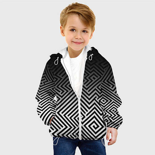 Детская куртка Геометрические узоры с градиентом / 3D-Белый – фото 4
