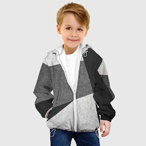 Детская куртка Белые и серые полосы на поверхности с блёстками / 3D-Белый – фото 4
