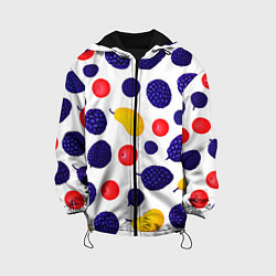 Куртка с капюшоном детская Ягодки и фрукты, цвет: 3D-черный
