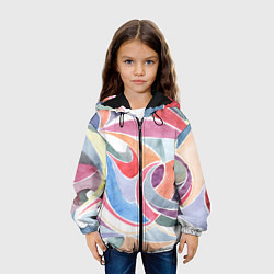 Куртка с капюшоном детская Буйство красок акварель, цвет: 3D-черный — фото 2