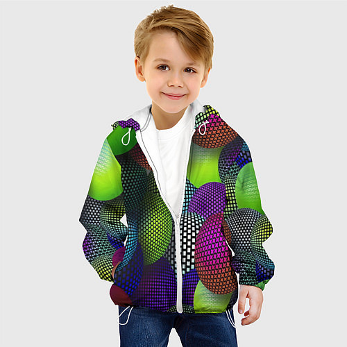 Детская куртка Трехмерные разноцветные шары / 3D-Белый – фото 4