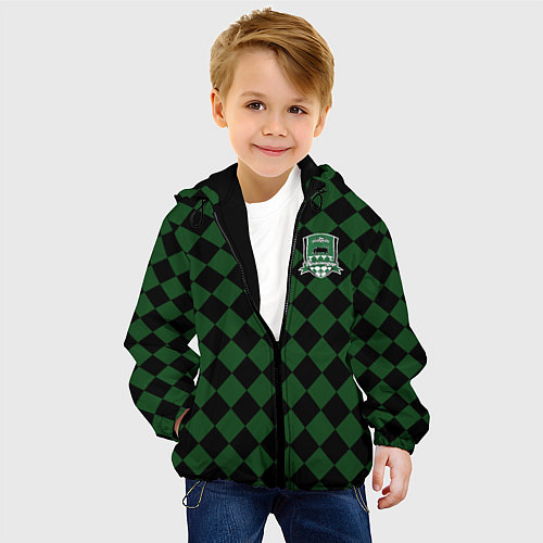Детская куртка Краснодар черно-зеленая клетка / 3D-Черный – фото 4