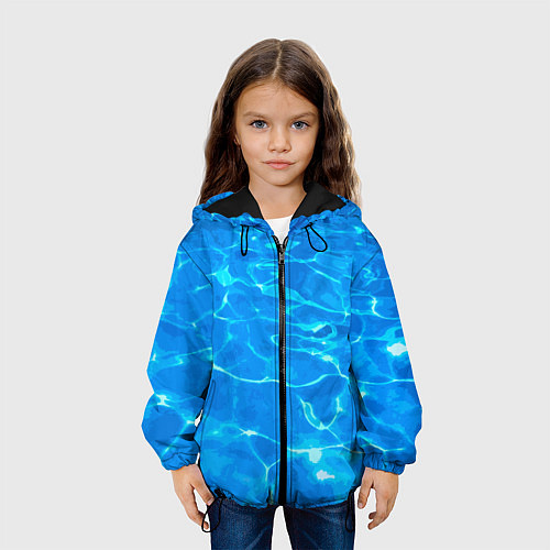 Детская куртка Абстрактные волны бассейна - текстура / 3D-Черный – фото 3