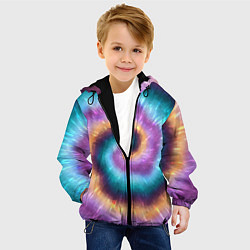 Куртка с капюшоном детская Сине-фиолетовый тай дай, цвет: 3D-черный — фото 2