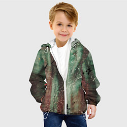 Куртка с капюшоном детская Абстрактные силуэты зданий и краски, цвет: 3D-белый — фото 2