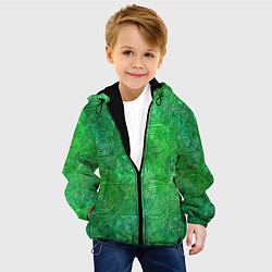 Куртка с капюшоном детская Узорчатый зеленый стеклоблок имитация, цвет: 3D-черный — фото 2