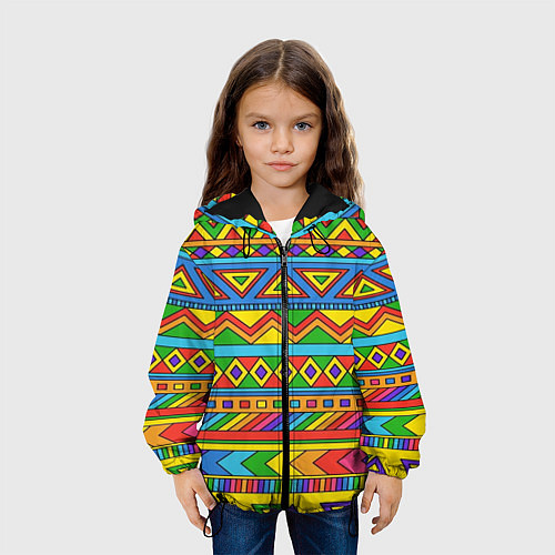 Детская куртка Красивый цветной орнамент / 3D-Черный – фото 3