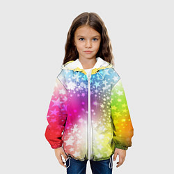 Куртка с капюшоном детская Звезды на радужном фоне, цвет: 3D-белый — фото 2