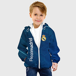 Куртка с капюшоном детская Real madrid голубая абстракция, цвет: 3D-белый — фото 2
