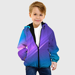 Куртка с капюшоном детская Абстракция Неон соты, цвет: 3D-черный — фото 2