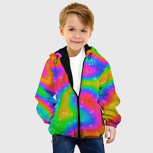 Детская куртка Световые блики на радужном фоне / 3D-Черный – фото 4