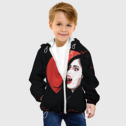 Куртка с капюшоном детская Вампирша на фоне красной луны, цвет: 3D-белый — фото 2