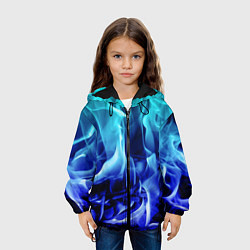 Куртка с капюшоном детская Огненный неоновый градиент, цвет: 3D-черный — фото 2