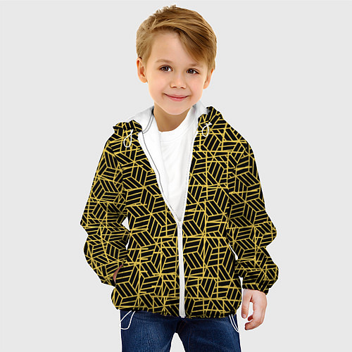 Детская куртка Геометрический узор полосатый кубик / 3D-Белый – фото 4