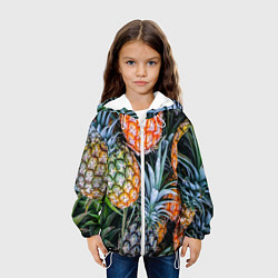 Куртка с капюшоном детская Фон из ананасов, цвет: 3D-белый — фото 2