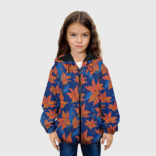 Детская куртка Осенние абстрактные цветы / 3D-Черный – фото 3