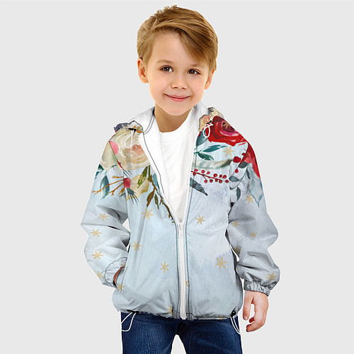 Детская куртка Новогодний букет из роз / 3D-Белый – фото 4