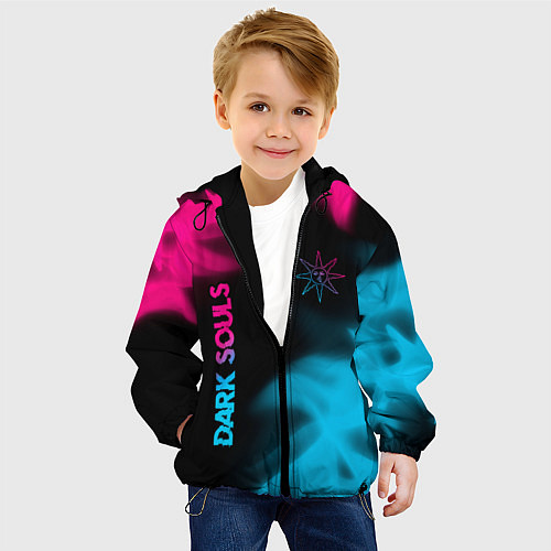 Детская куртка Dark Souls - neon gradient: надпись, символ / 3D-Черный – фото 4