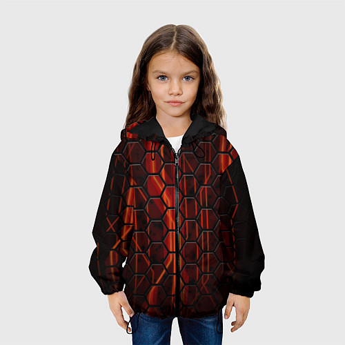 Детская куртка Соты на красном фоне / 3D-Черный – фото 3