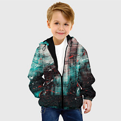 Куртка с капюшоном детская Абстрактные силуэты и тени с красками, царапинами, цвет: 3D-черный — фото 2