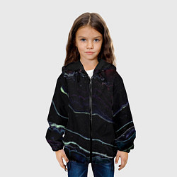 Куртка с капюшоном детская Тьма и белые линии песка, цвет: 3D-черный — фото 2