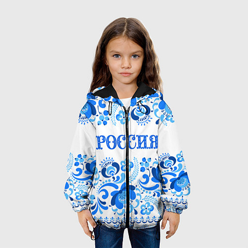 Детская куртка РОССИЯ голубой узор / 3D-Черный – фото 3